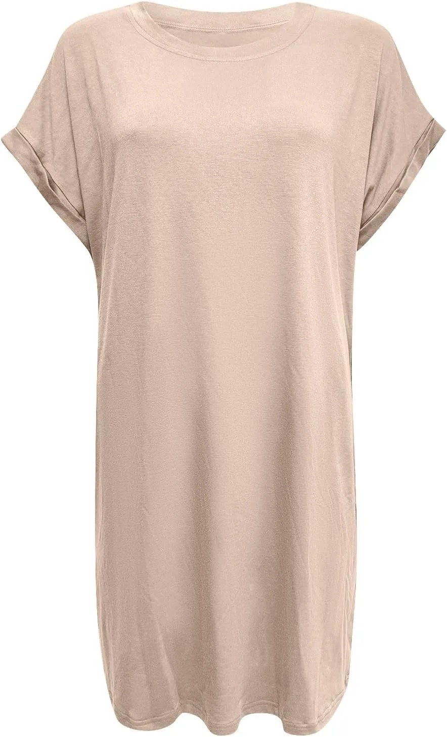 PTOLOCIF Summer Dresses for Women 2024 Casual Short Sleeve T Shirt Dress Crewneck Loose Solid Color Basic Dresses with Pocket