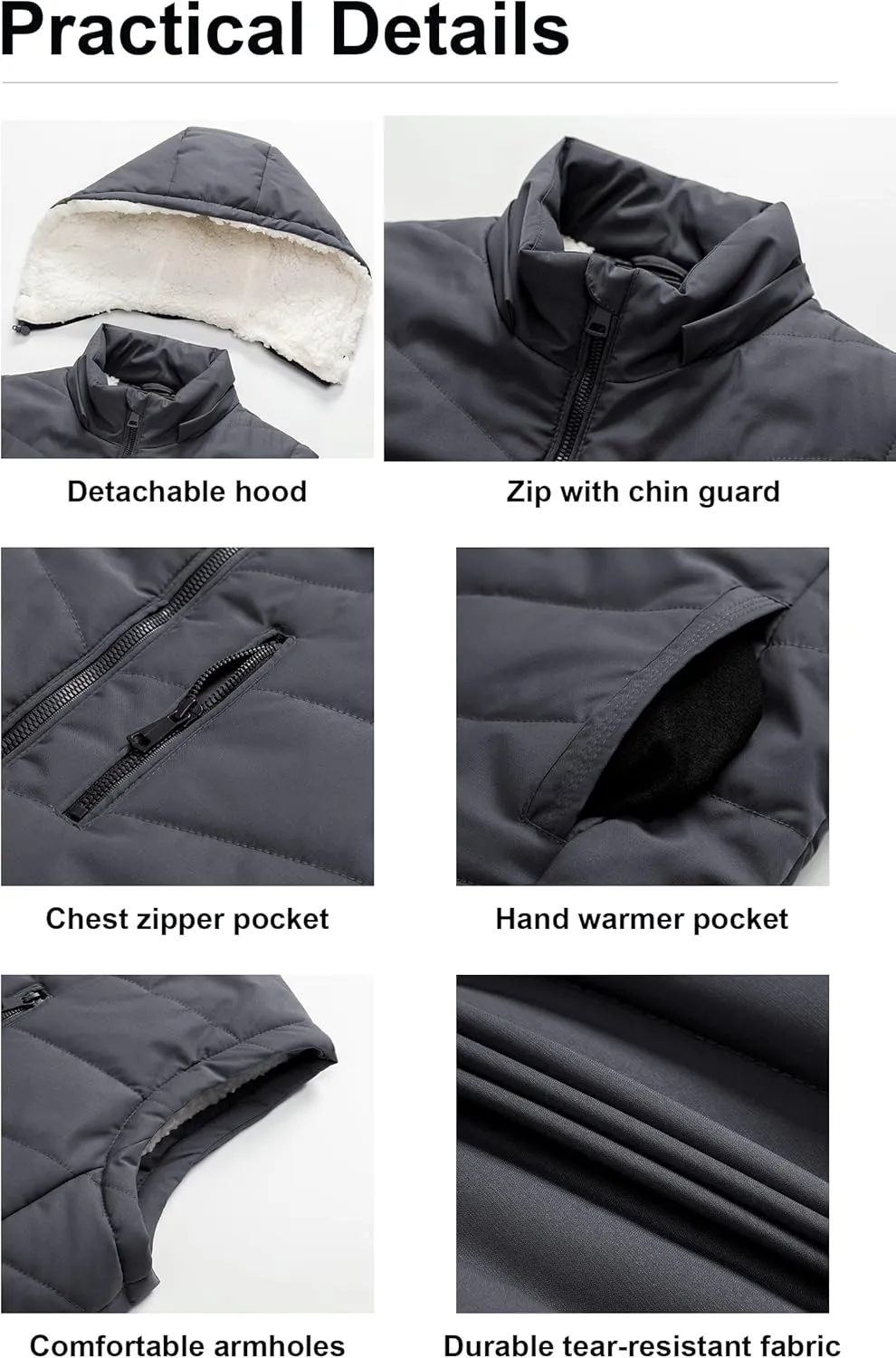 Pursky Women's Winter Vest Sherpa Fleece Lined Puffer Vest Warm Lightweight Sleeveless Jackets With Removable Hood