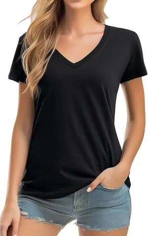 QUALFORT Women's V Neck T-Shirt Women