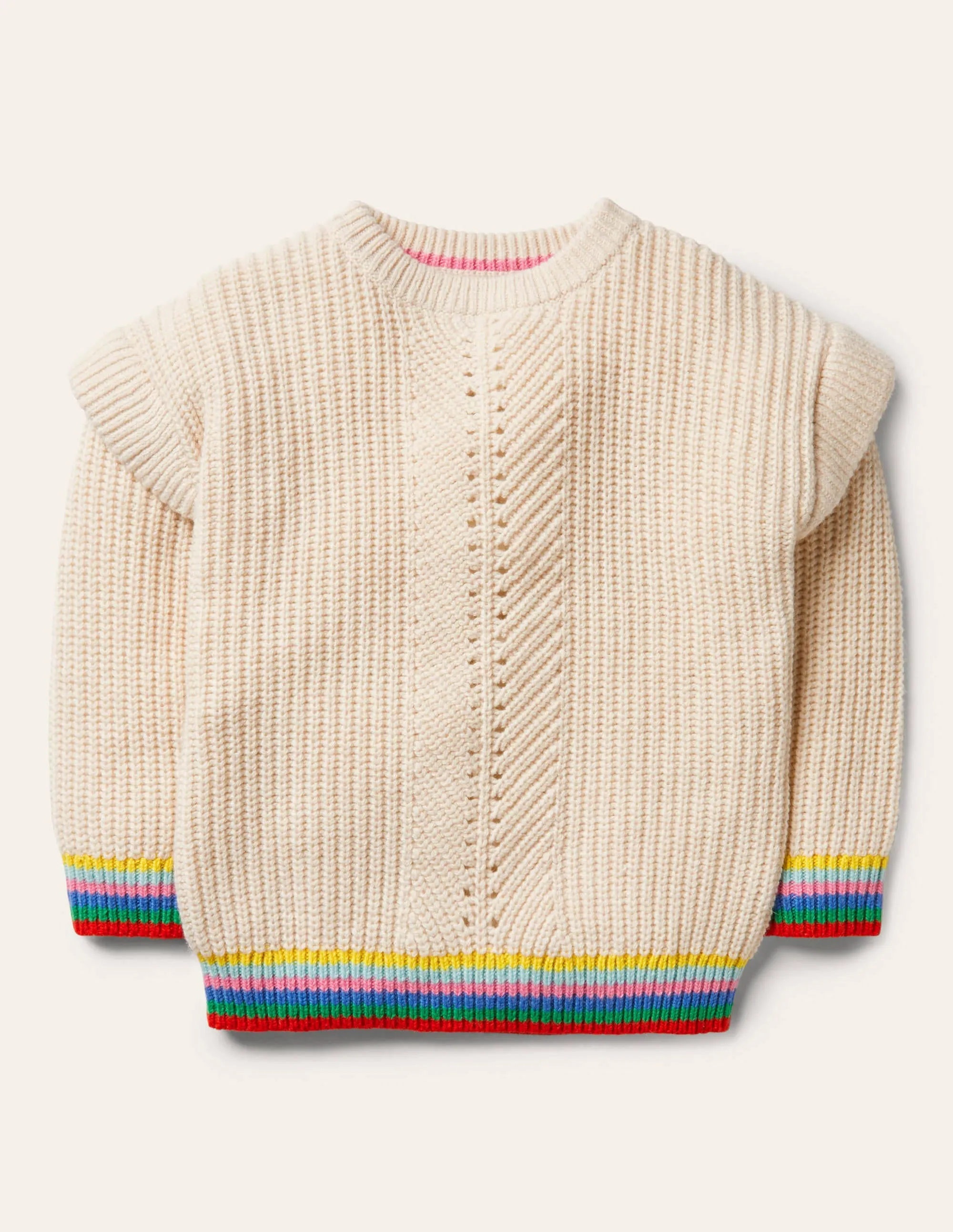 Rainbow Rib Jumper-Ecru