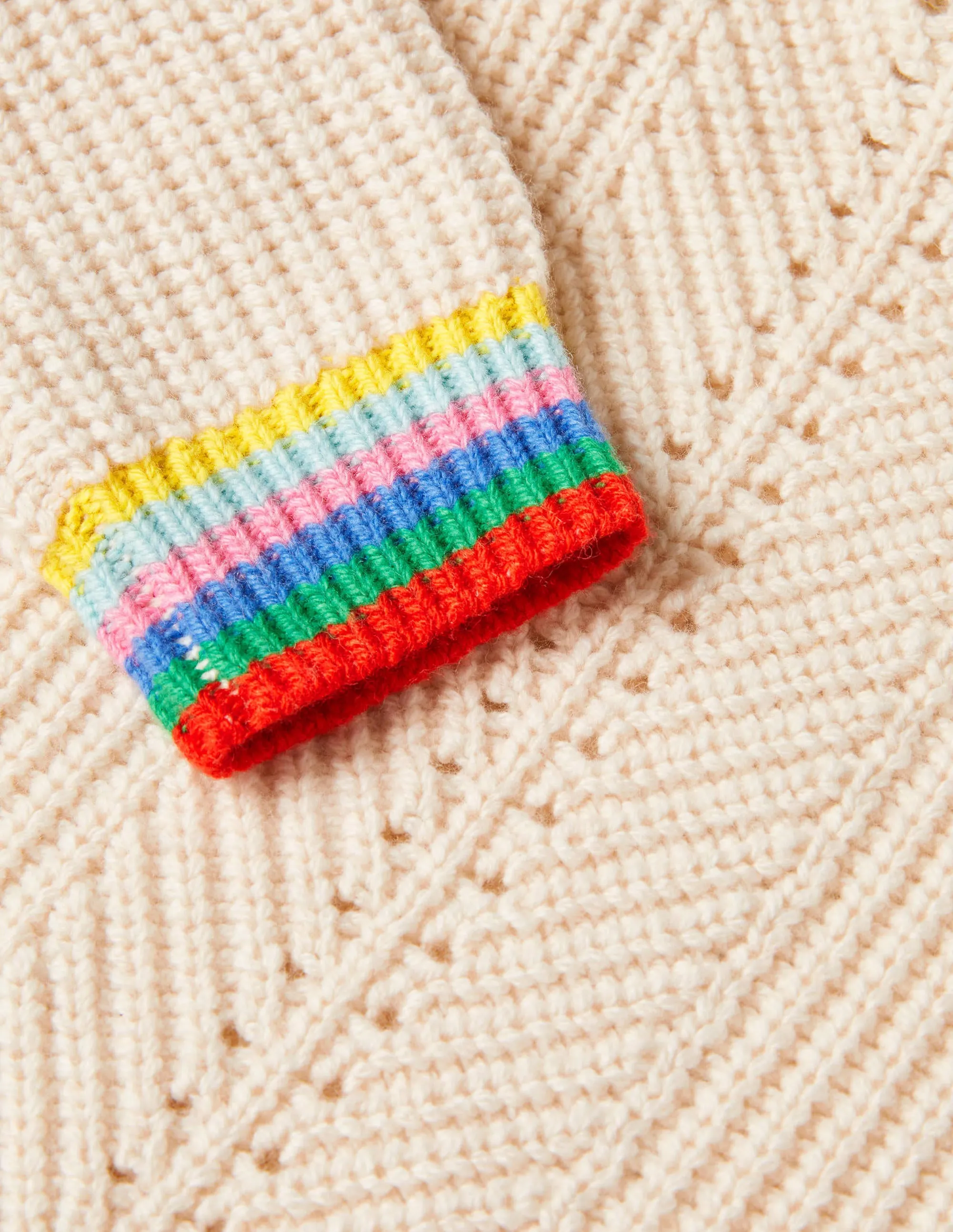 Rainbow Rib Jumper-Ecru