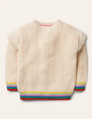 Rainbow Rib Jumper-Ecru