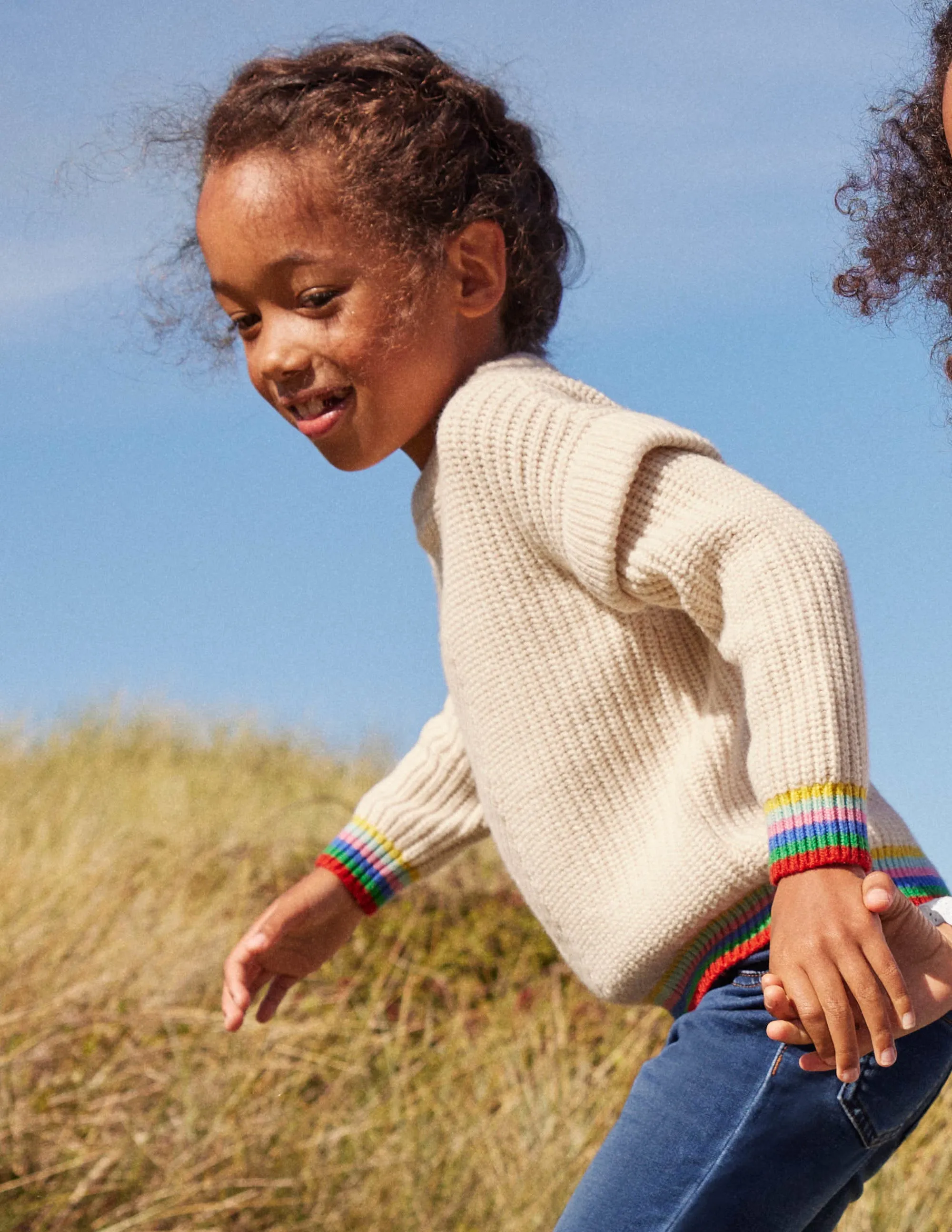 Rainbow Rib Jumper-Ecru