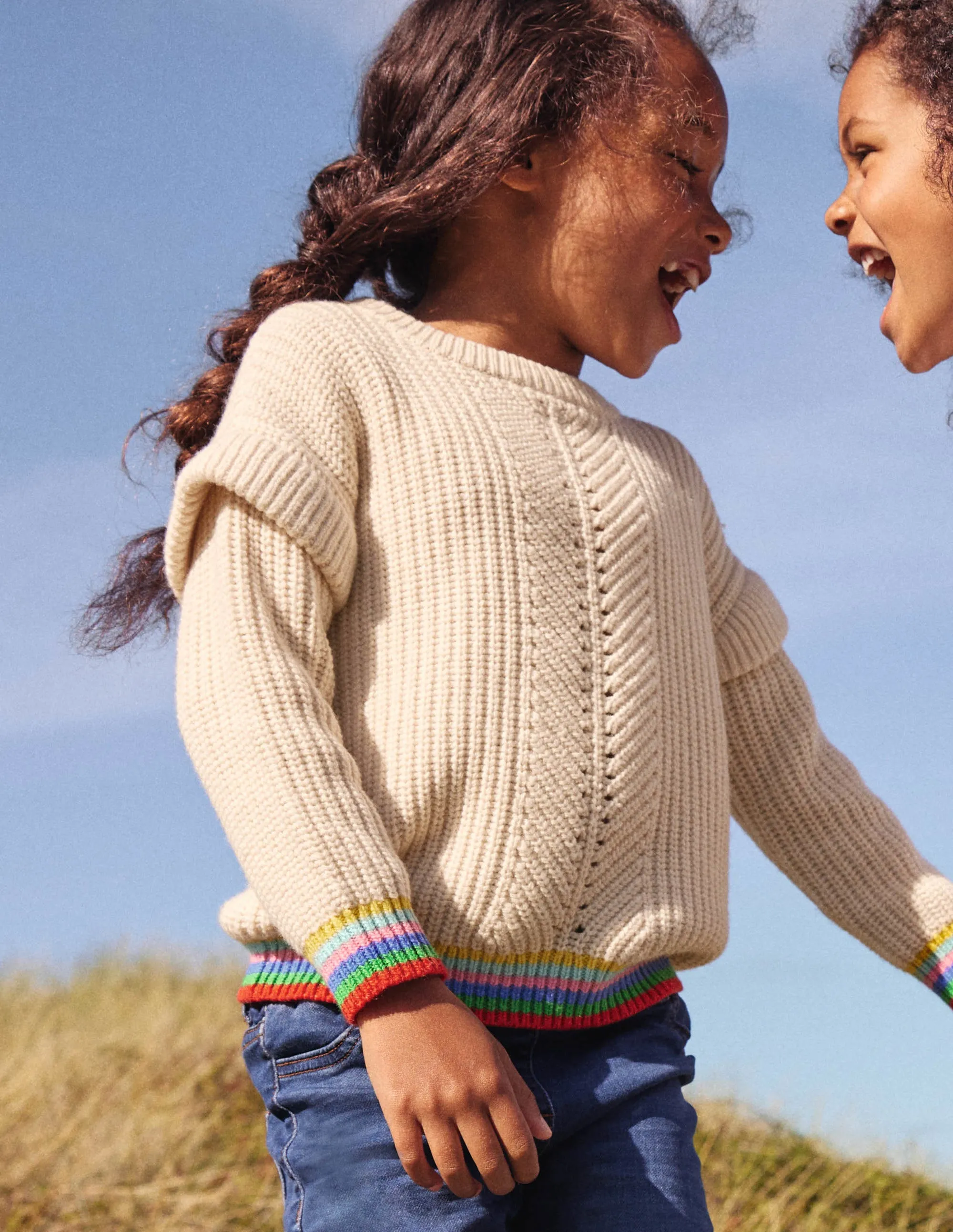 Rainbow Rib Jumper-Ecru
