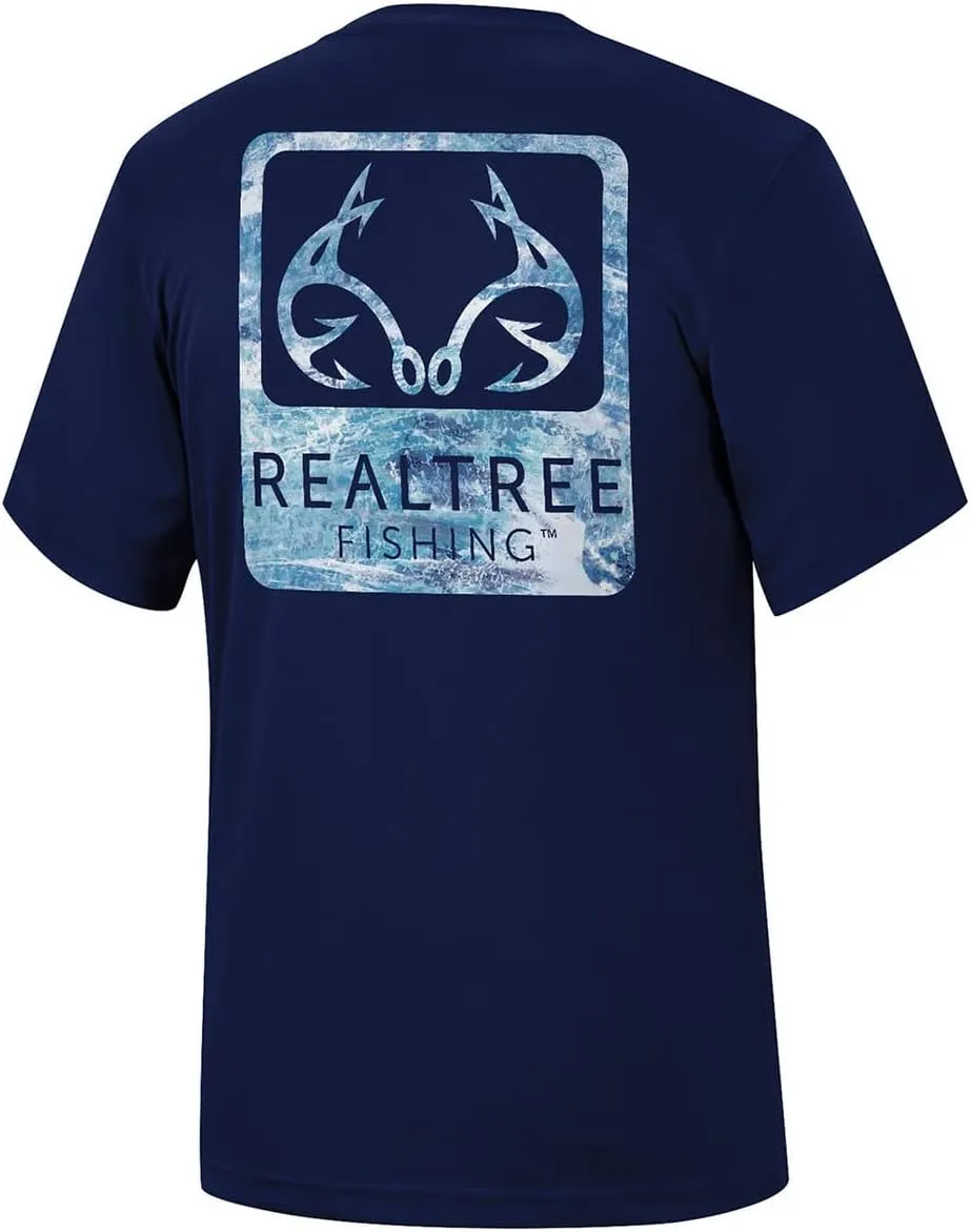 Realtree Men's Fishing Camo Logo | Dry Weave | Moisture Wicking | Sun Protection UPF 50  Short Sleeve Shirts