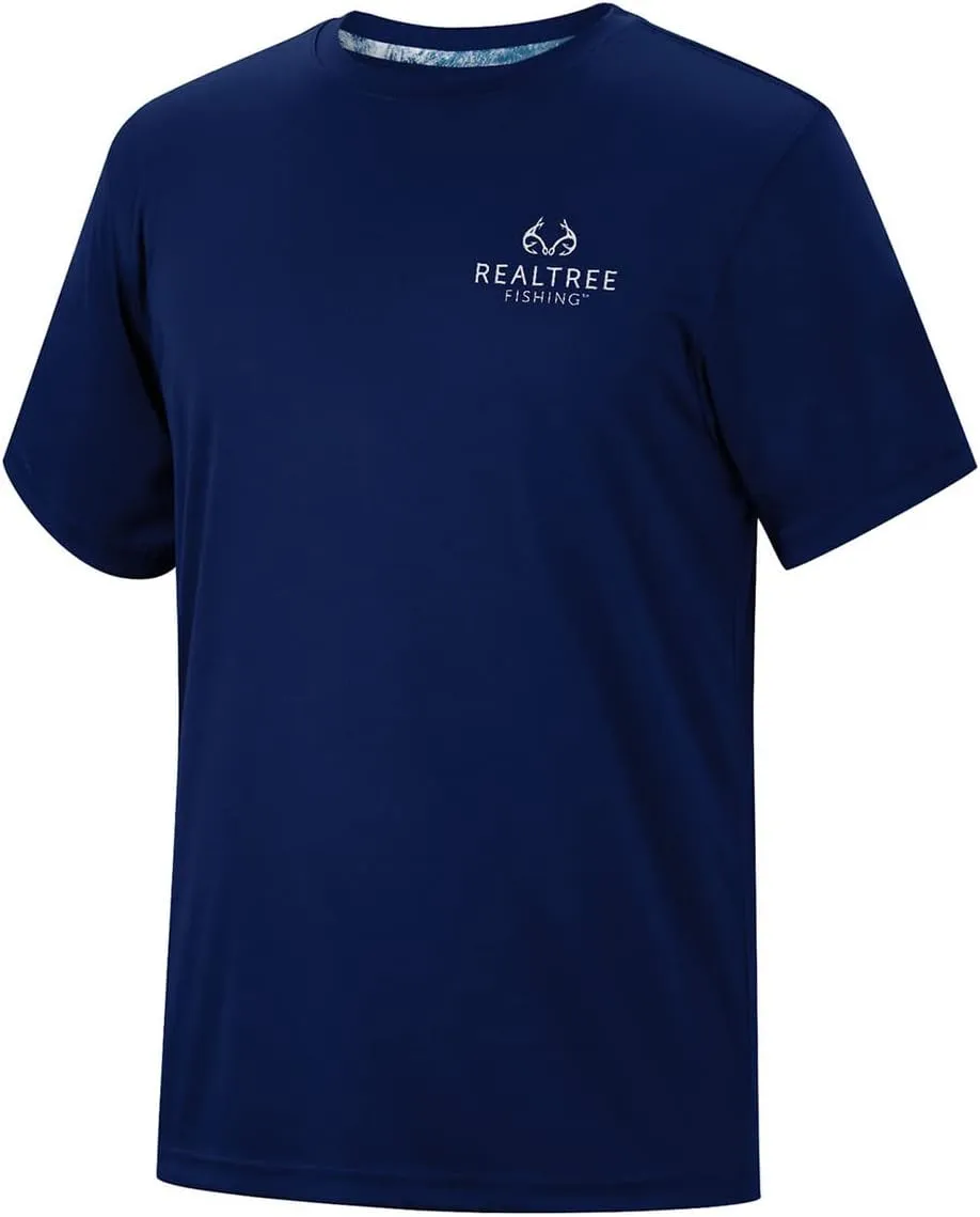 Realtree Men's Fishing Camo Logo | Dry Weave | Moisture Wicking | Sun Protection UPF 50  Short Sleeve Shirts
