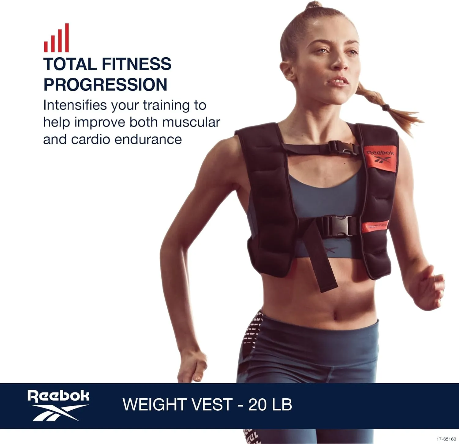 Reebok Weighted Vest  Premium Material, Adjustable Fit, Reflective Elements for Full-Body Workouts, Strength Training, and Rehabilitation