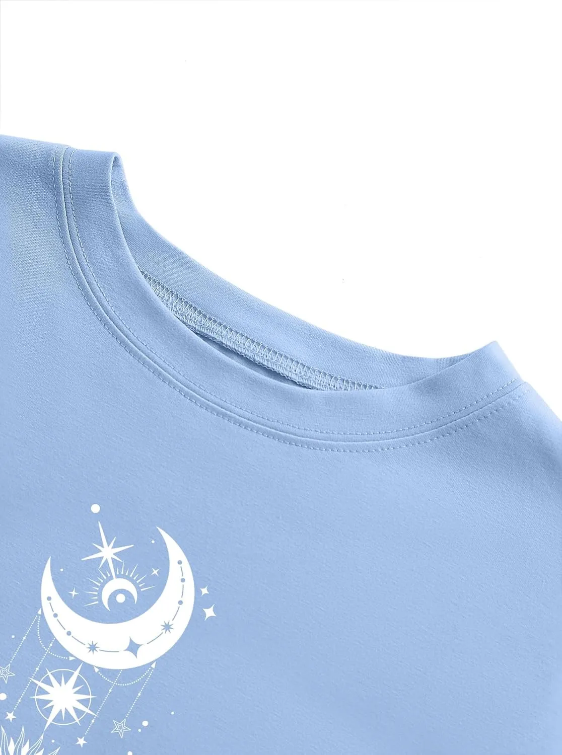 Remidoo Women's Casual Oversized T Shirt Short Sleeve Graphic Tee Letter Sun Moon Shirts