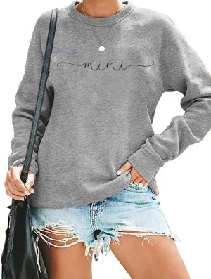 RFBIQI Mimi Sweatshirt Women Funny Letter Print Grandma Gift Pullover Top Nana Casual Crewneck Long Sleeve Tee Shirt