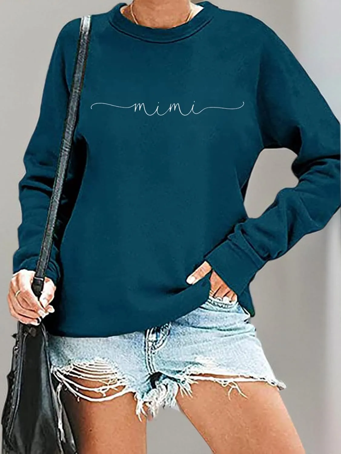 RFBIQI Mimi Sweatshirt Women Funny Letter Print Grandma Gift Pullover Top Nana Casual Crewneck Long Sleeve Tee Shirt
