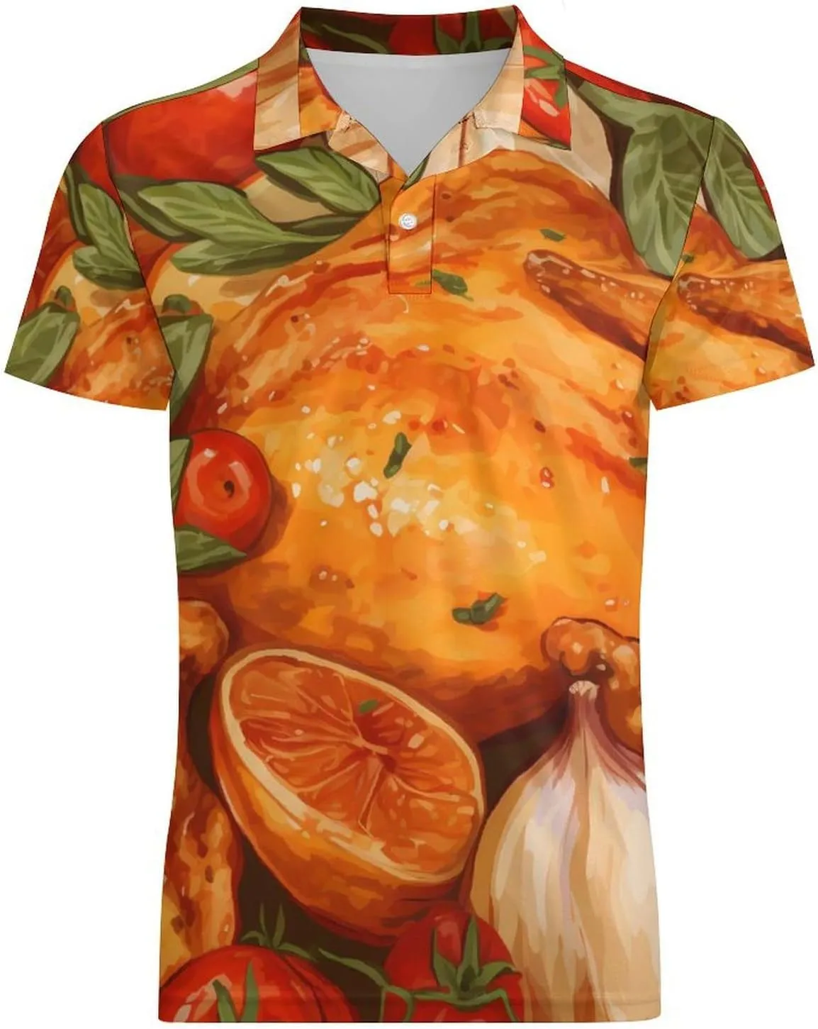 Roast Chicken Food Men's Polo Shirt Short Sleeve Casual Athletic Quick Dry Golf T-Shirts