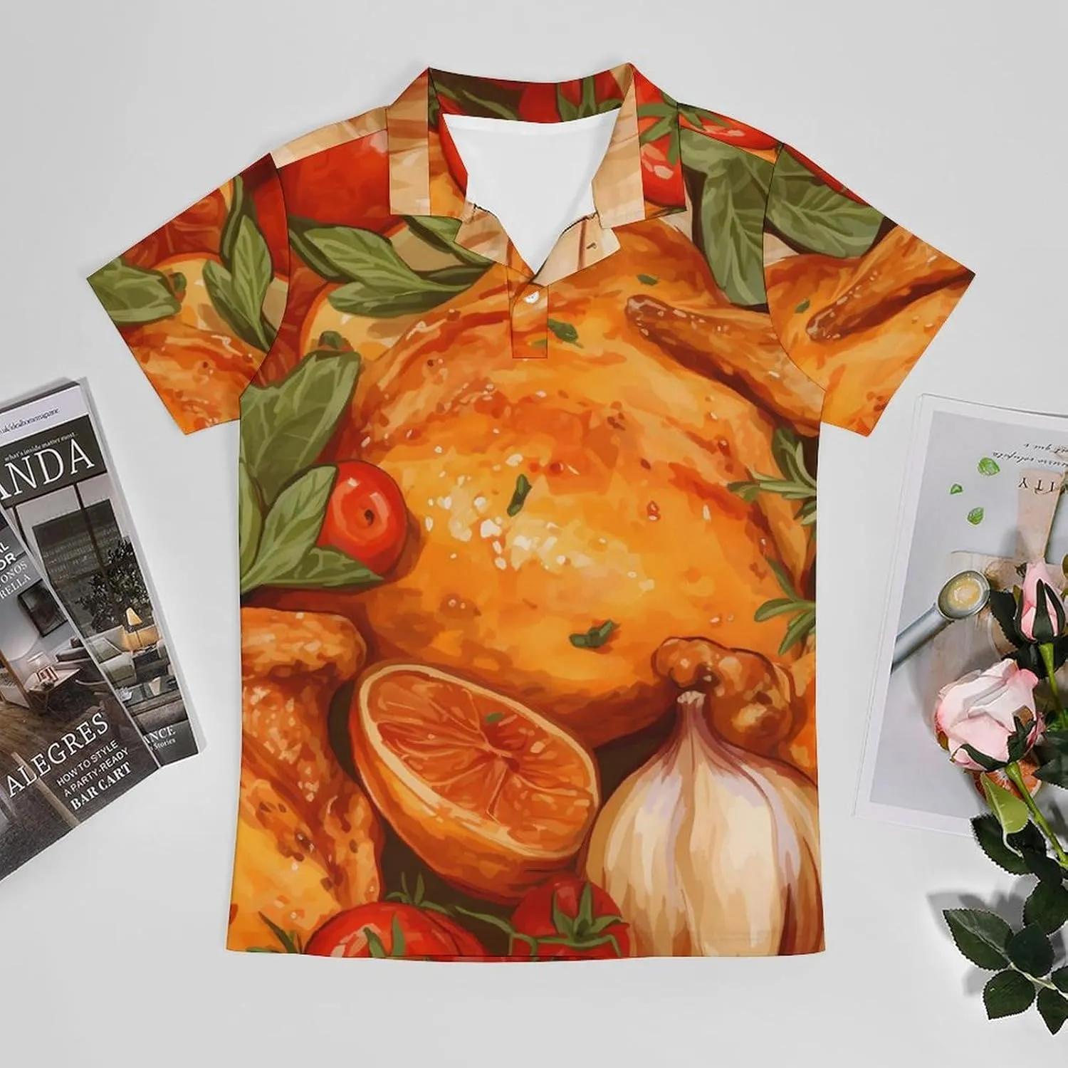 Roast Chicken Food Men's Polo Shirt Short Sleeve Casual Athletic Quick Dry Golf T-Shirts