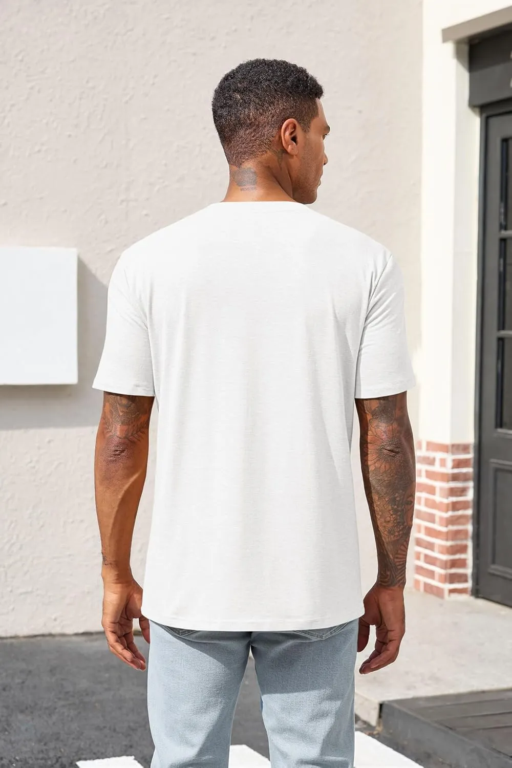Runcati Men's Casual T-Shirt Short Sleeve Regular Fit Crewneck Tee Summer Graphic Tops with Pocket