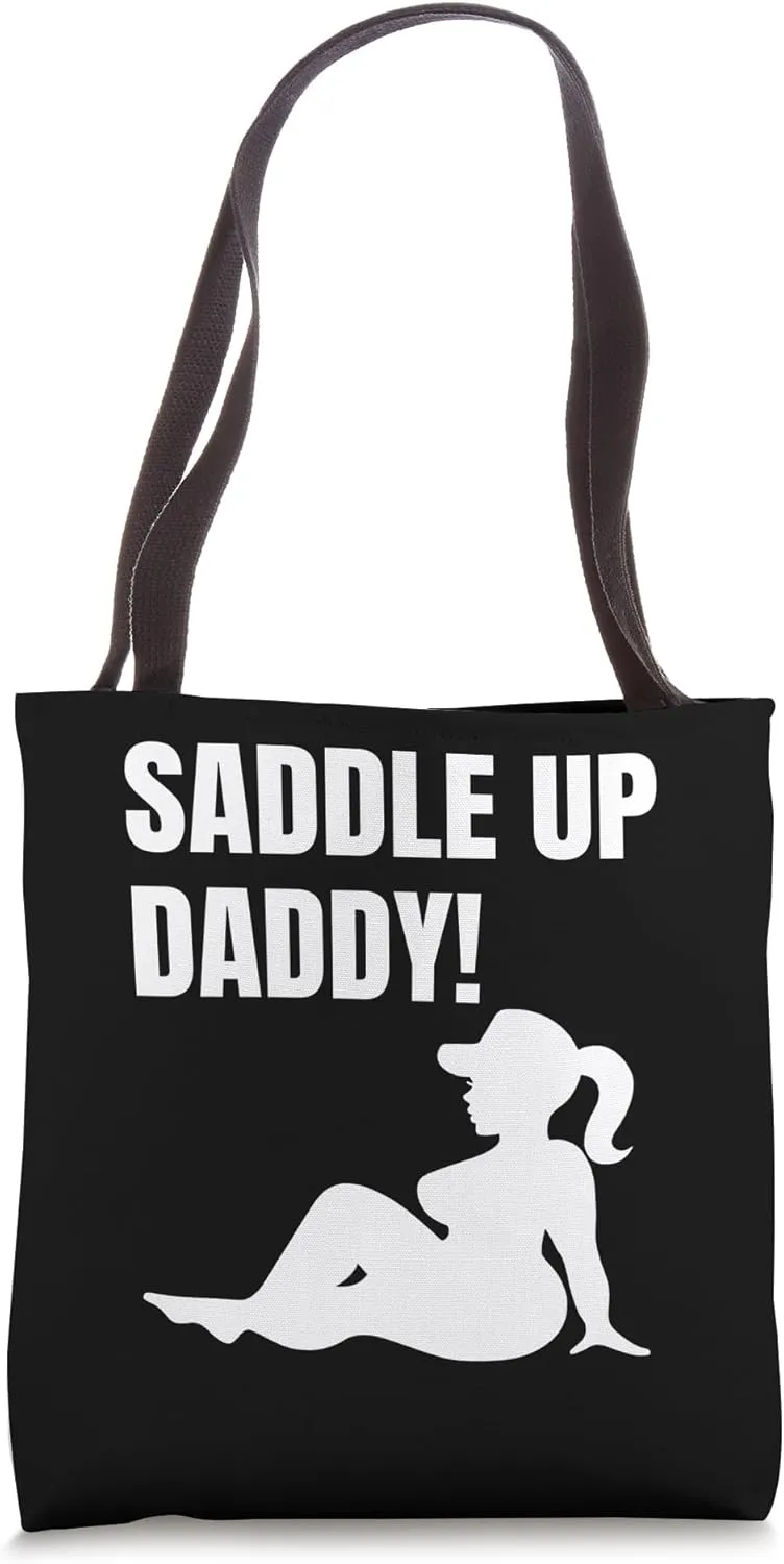 Saddle Up Daddy Ebony Queen Black Sexy Outfit Naughty Women Tote Bag
