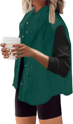 SENSERISE Womens Puffer Vest Quilted Vests Oversized Lightweight Outerwear Padded Jacket Winter Fall Outfits