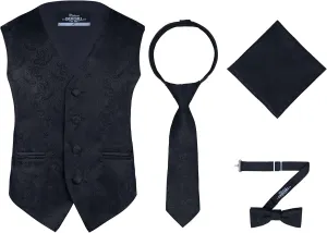 S.H. Churchill & Co. Boys 4 Piece Formal Paisley Vest and Tie Set