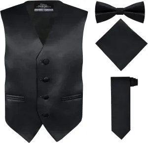 S.H. Churchill & Co. Boy's 4 Piece Vest Set, with Bow Tie, Neck Tie & Pocket Hankie