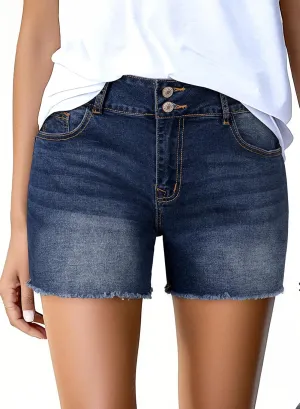 Sidefeel Women's Jean Shorts High Waisted Casual Stretchy Raw Hem Zimbaplatinum Jeans Summer Denim Shorts with Pockets