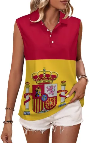 Sleeveless Shirts for Women American Flag V Neck Shirt Casual PO-LO Tank Top Pullover Quick Dry with Designs