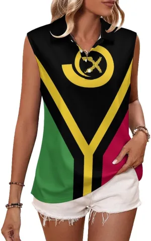Sleeveless Shirts for Women Venezuela Flag V Neck Shirt Casual PO-LO Tank Top Pullover Quick Dry with Designs