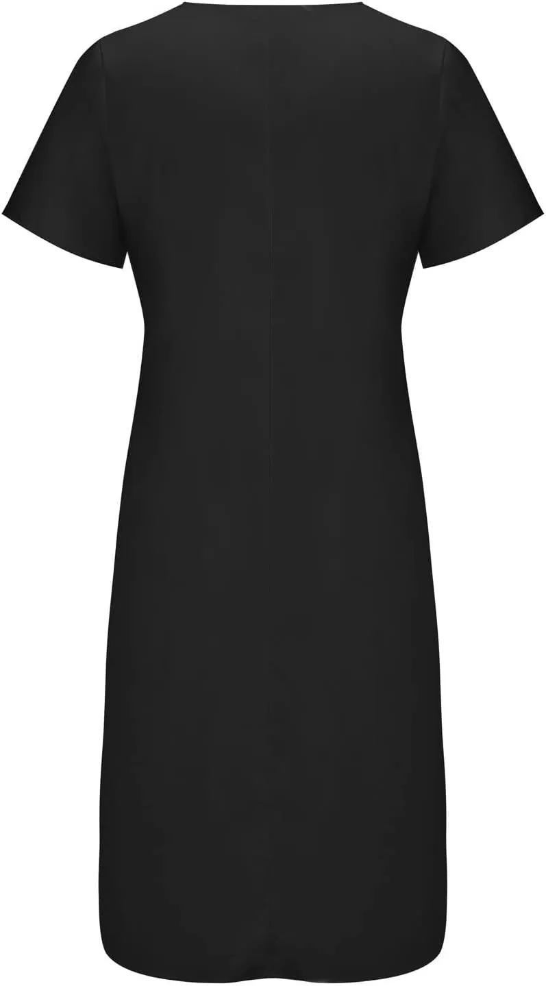 SMIDOW Summer Maxi Dresses for Women 2023 Casual Beach Tshirt Long Dress Printed Short Sleeve v Neck Flowy Sundress
