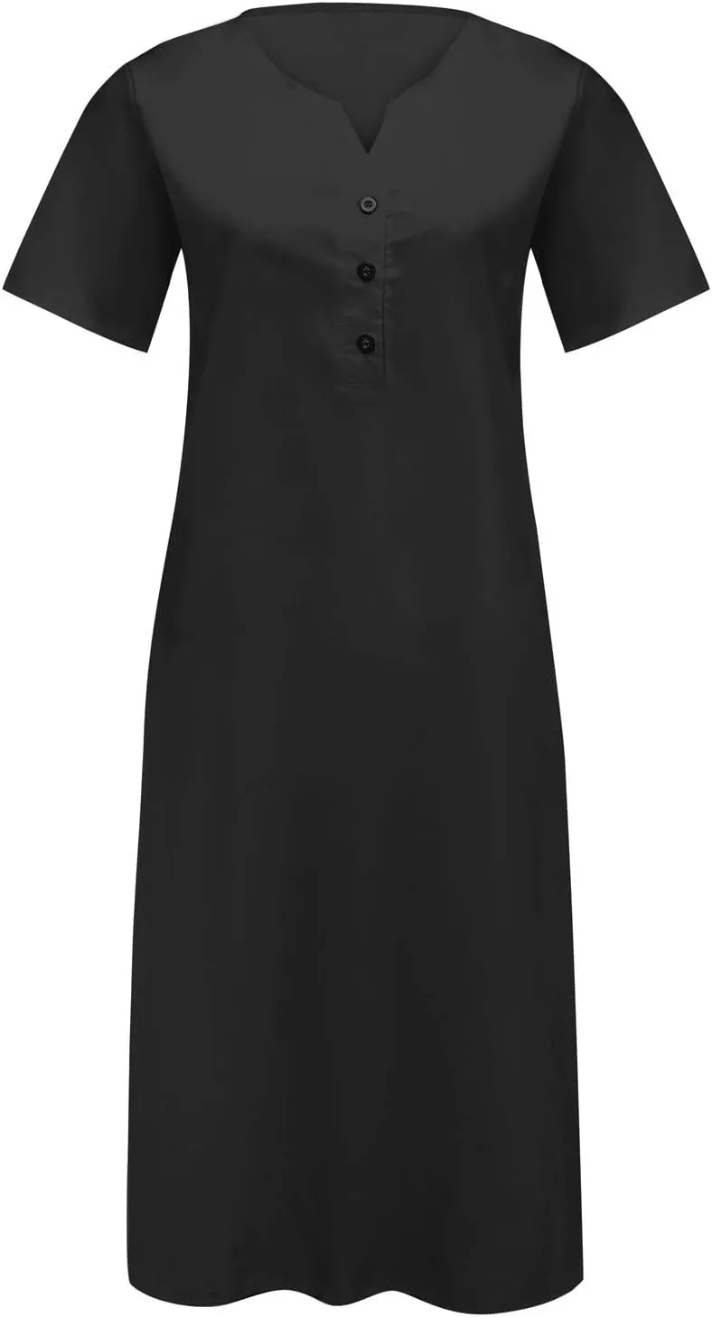 SMIDOW Summer Maxi Dresses for Women 2023 Casual Beach Tshirt Long Dress Printed Short Sleeve v Neck Flowy Sundress