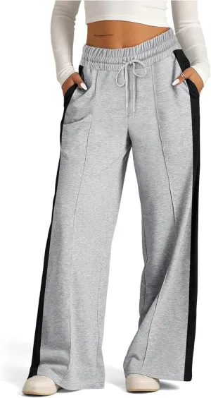 SOFIA'S CHOICE Women's High Waist Drawstring Sweatpants with Pockets Loose Straight Leg Lounge Pant