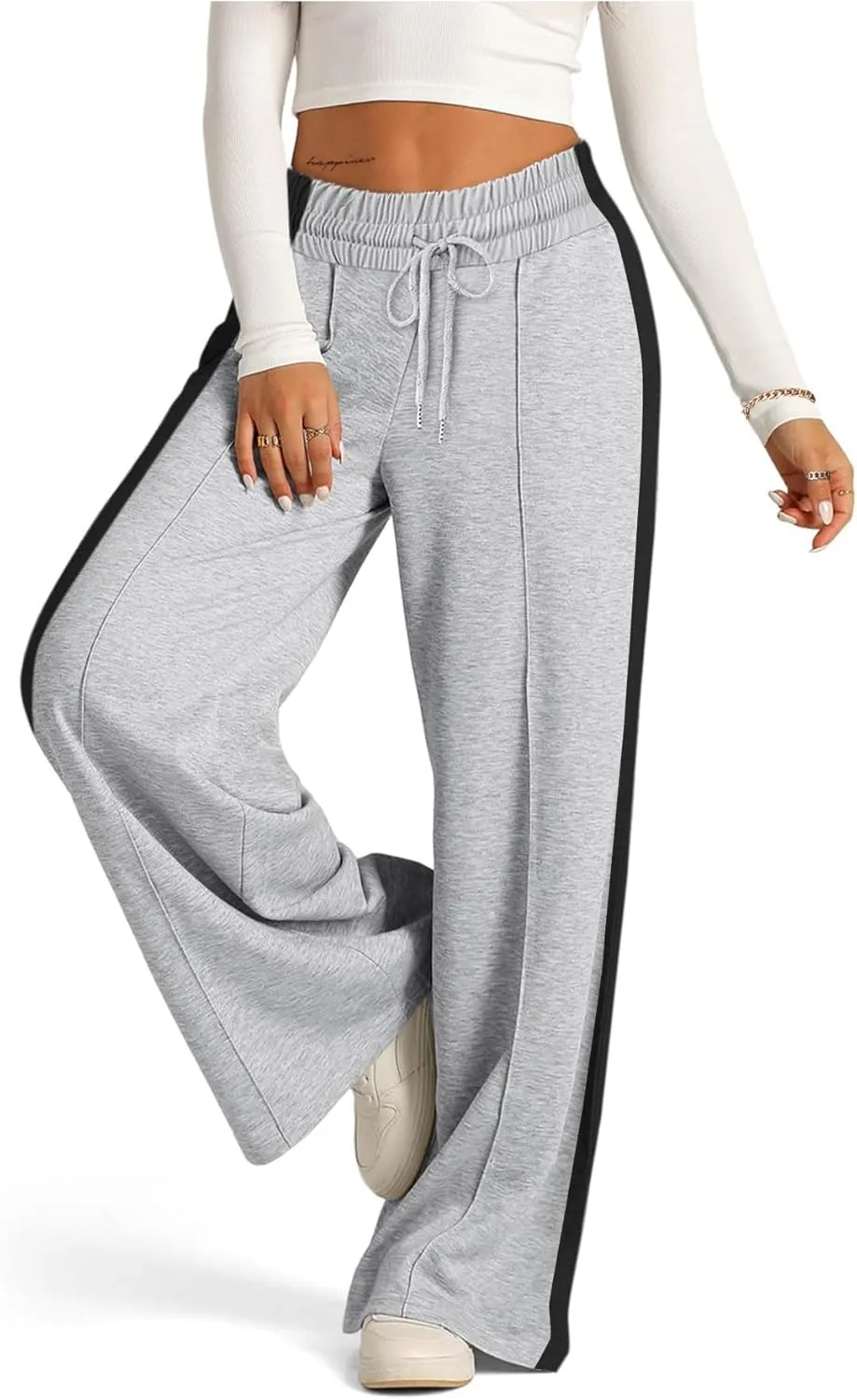 SOFIA'S CHOICE Women's High Waist Drawstring Sweatpants with Pockets Loose Straight Leg Lounge Pant