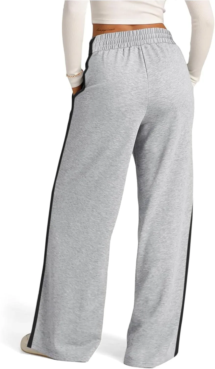 SOFIA'S CHOICE Women's High Waist Drawstring Sweatpants with Pockets Loose Straight Leg Lounge Pant
