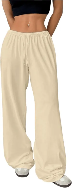SOLY HUX Women's Wide Leg Sweatpants Drawstring Baggy Trousers High Waisted Loose Casual Jogger Pants
