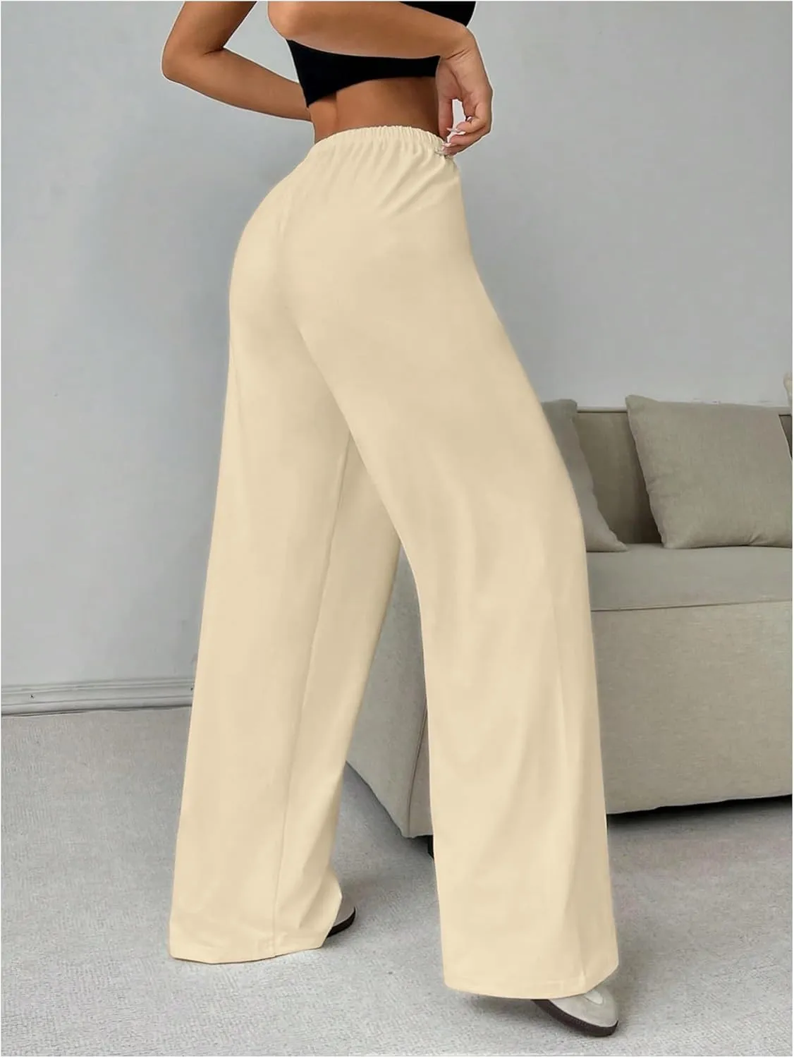 SOLY HUX Women's Wide Leg Sweatpants Drawstring Baggy Trousers High Waisted Loose Casual Jogger Pants