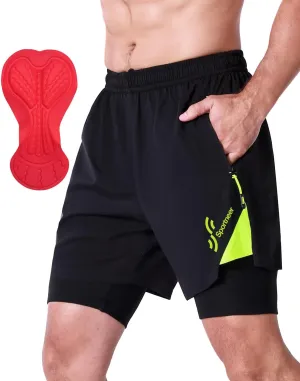 Sportneer Bike Shorts for Men - 3D Padded Lightweight MTB Fit Riding Biking Bicycle Biker Shorts with Zipper Pockets