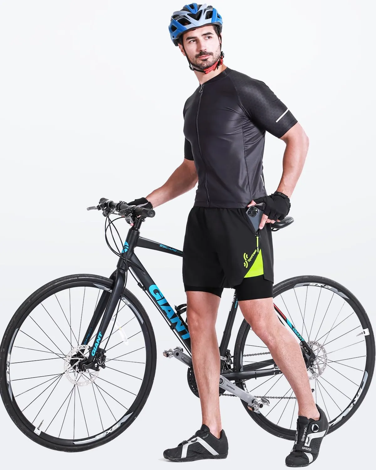 Sportneer Bike Shorts for Men - 3D Padded Lightweight MTB Fit Riding Biking Bicycle Biker Shorts with Zipper Pockets