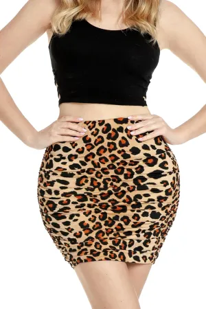 SSOULM Women's Stretch High Waist Ruched Shirring Bodycon Double Layer Mini Skirt