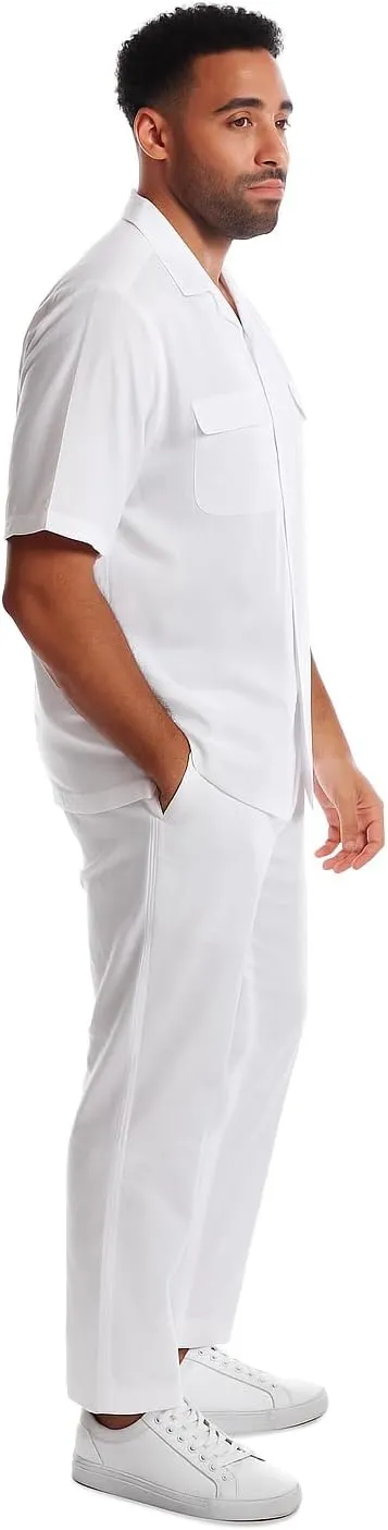 STACY ADAMS Men's Linen Shirt Pant Set