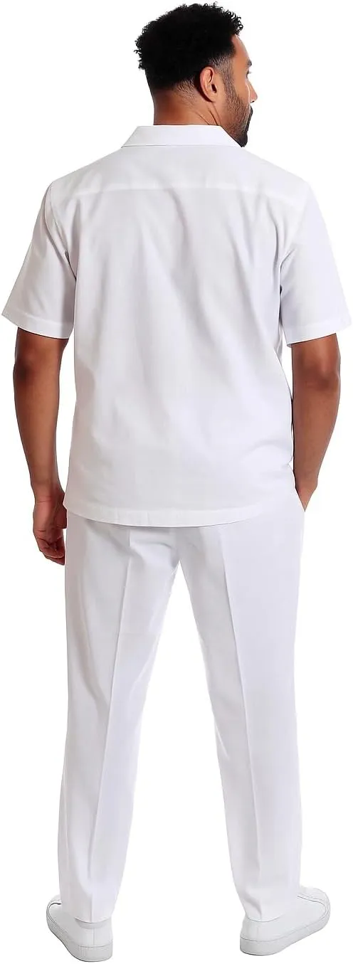 STACY ADAMS Men's Linen Shirt Pant Set