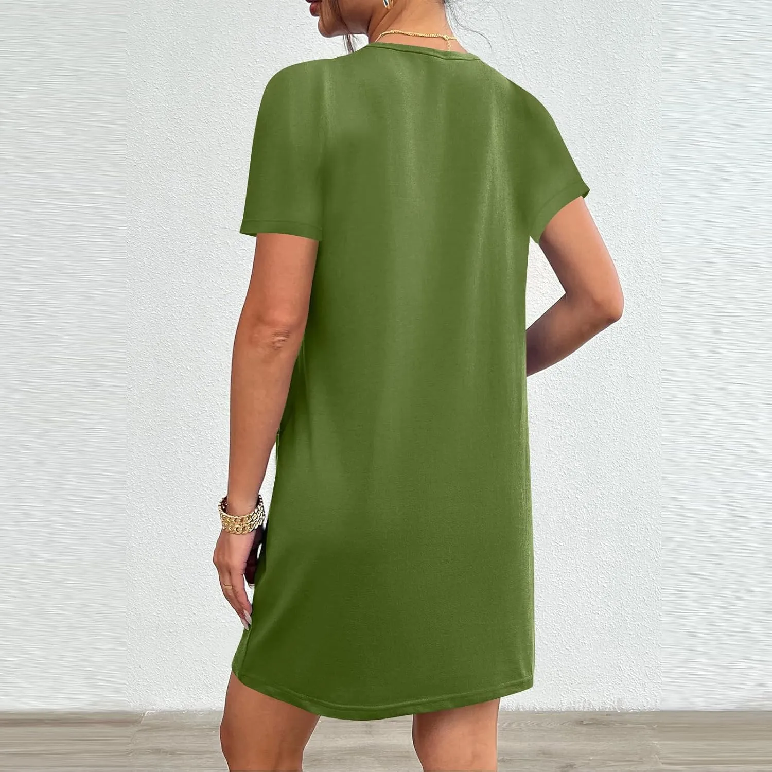Summer Dresses for Women 2025 Classiac Fit Short Sleeve Midi Dress with Pockets Casual Loose Summer Beach Dresses