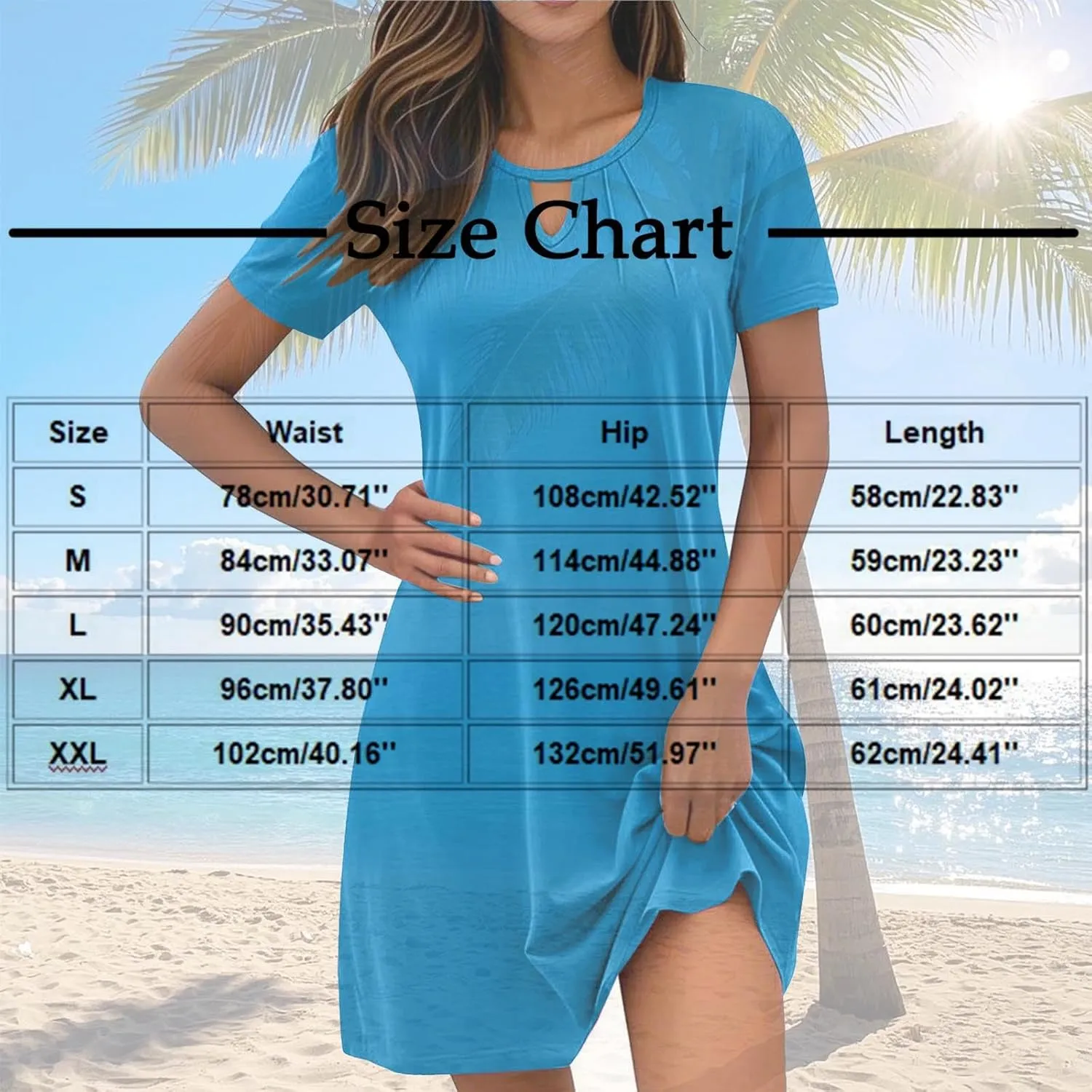 Summer Dresses for Women 2025 Summer Casual Round Neck Keyhole Short Sleeve Mini Dress Beach A Line T-Shirt Dress