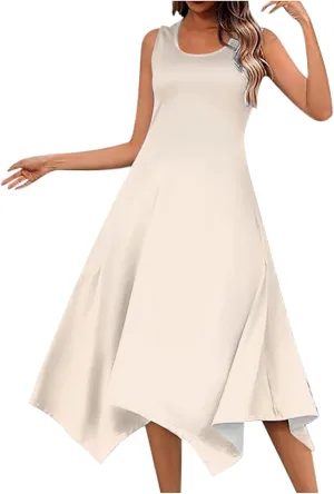 Summer Midi Dresses for Women 2024 Vacation with Pockets Cruise Vintage Floral Hankerchief Hem Women Midi Dresses for Special Occasions Casual Dresses for Women Plus Size for Dinner