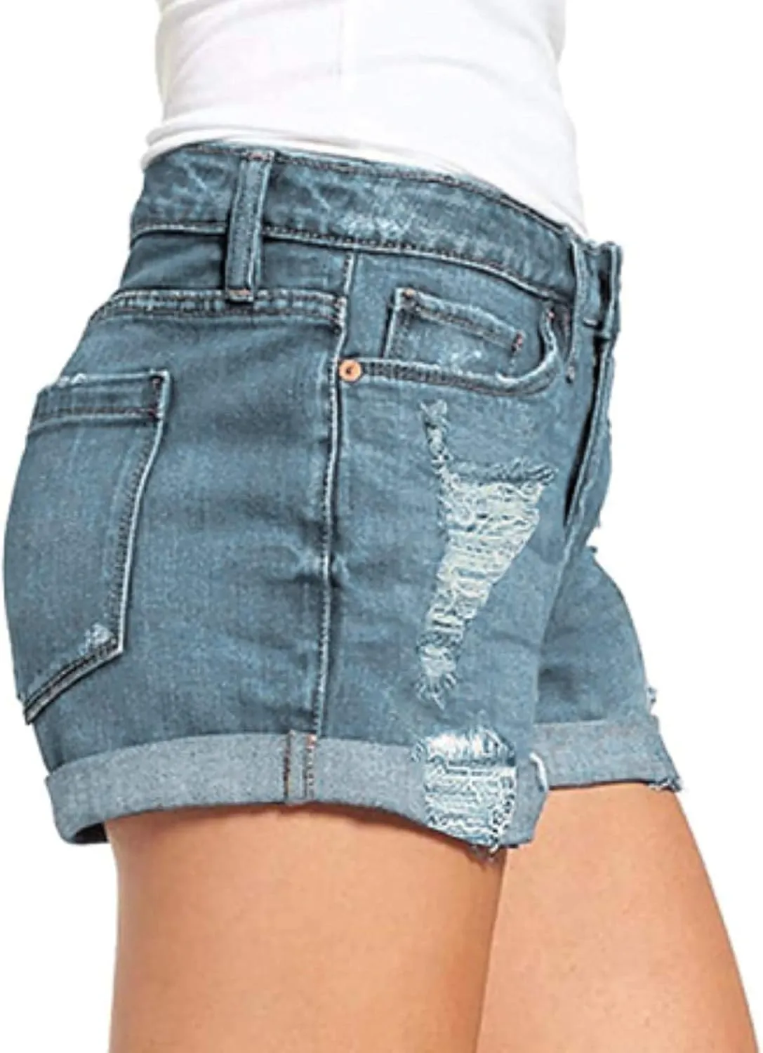 Summer Shorts Sexy High Slim Hole Women Pants Waist Pants Jeans Pants Short Sleeved Shirts for Women Casual