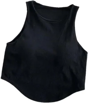 Summer Solid Color Irregular Vest Women's Round Neck Sleeveless Slim Camisole Cotton Lightweight Breathable Short top