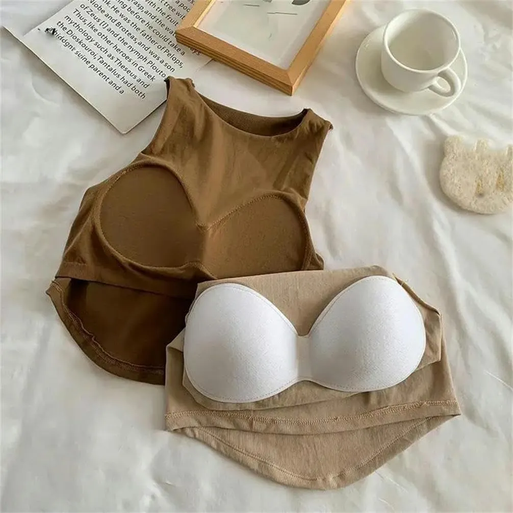 Summer Solid Color Irregular Vest Women's Round Neck Sleeveless Slim Camisole Cotton Lightweight Breathable Short top