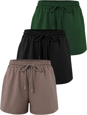SUNBS 3 Pack Womens Sweat Shorts Casual Lounge Cotton Shorts Trendy Summer Running High Waisted Athletic Clothes Outfits