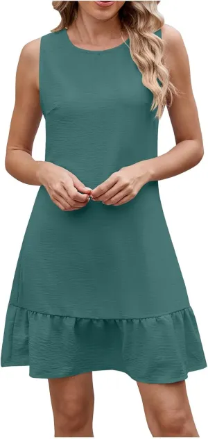 Sundresses for Women 2025 Summer Sleeveless Tank Dresses Casual Slim Fit Boho Vacation Beach Cute Mini Dress