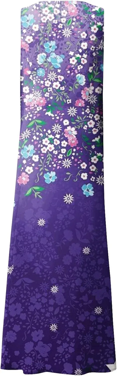 Sundresses for Women Floral Printed Sleeveless Sundresses Pockets a Line Beach Dress Casual Loose Tank Dresses