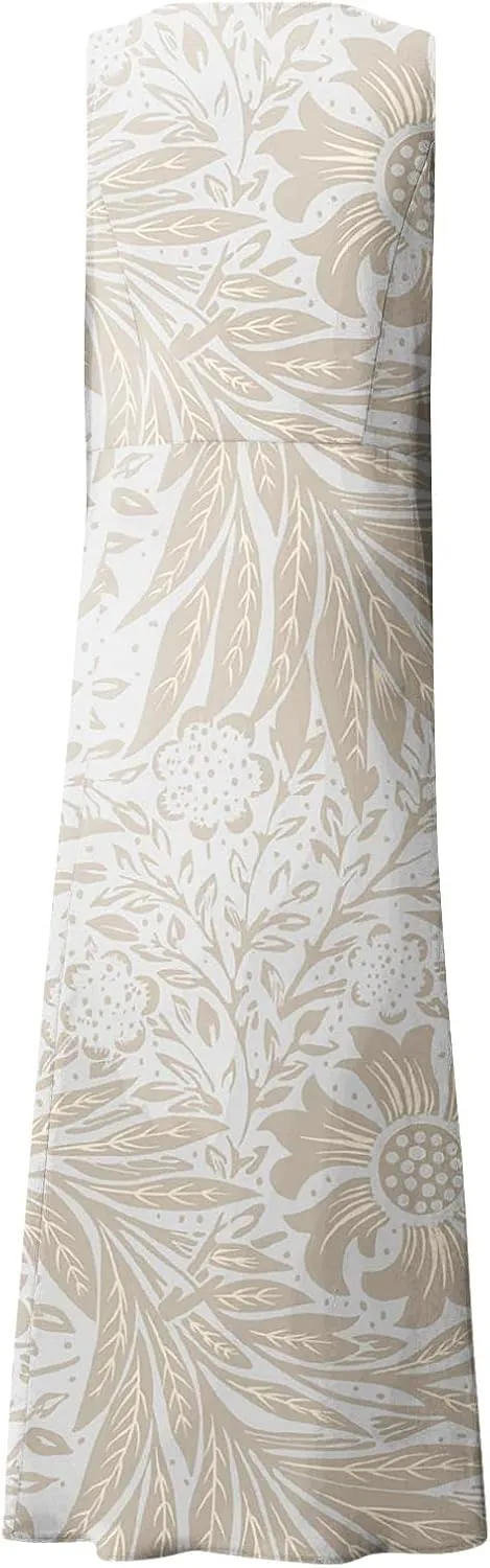 Sundresses for Women Floral Printed Sleeveless Sundresses Pockets a Line Maxi Dresses Casual Loose Long Dresses