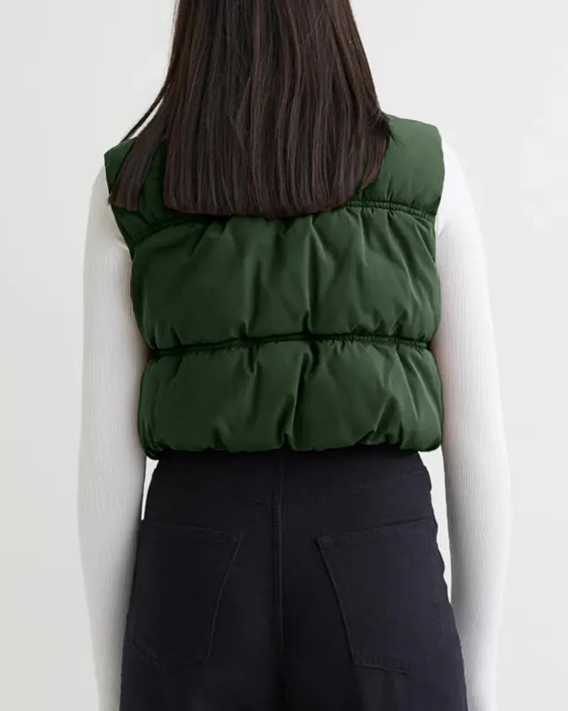 SySea Women's Crop Puffer Vest Winter Zip Up Lightweight Sleeveless Warm Outerwear Padded Coat