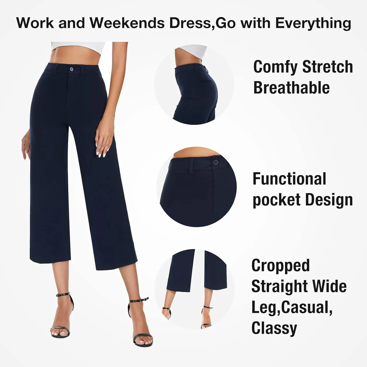 Taloyone High Waisted Casual Chino Pants for Women Work Trouser Slacks Women's Lounge Dress Pants