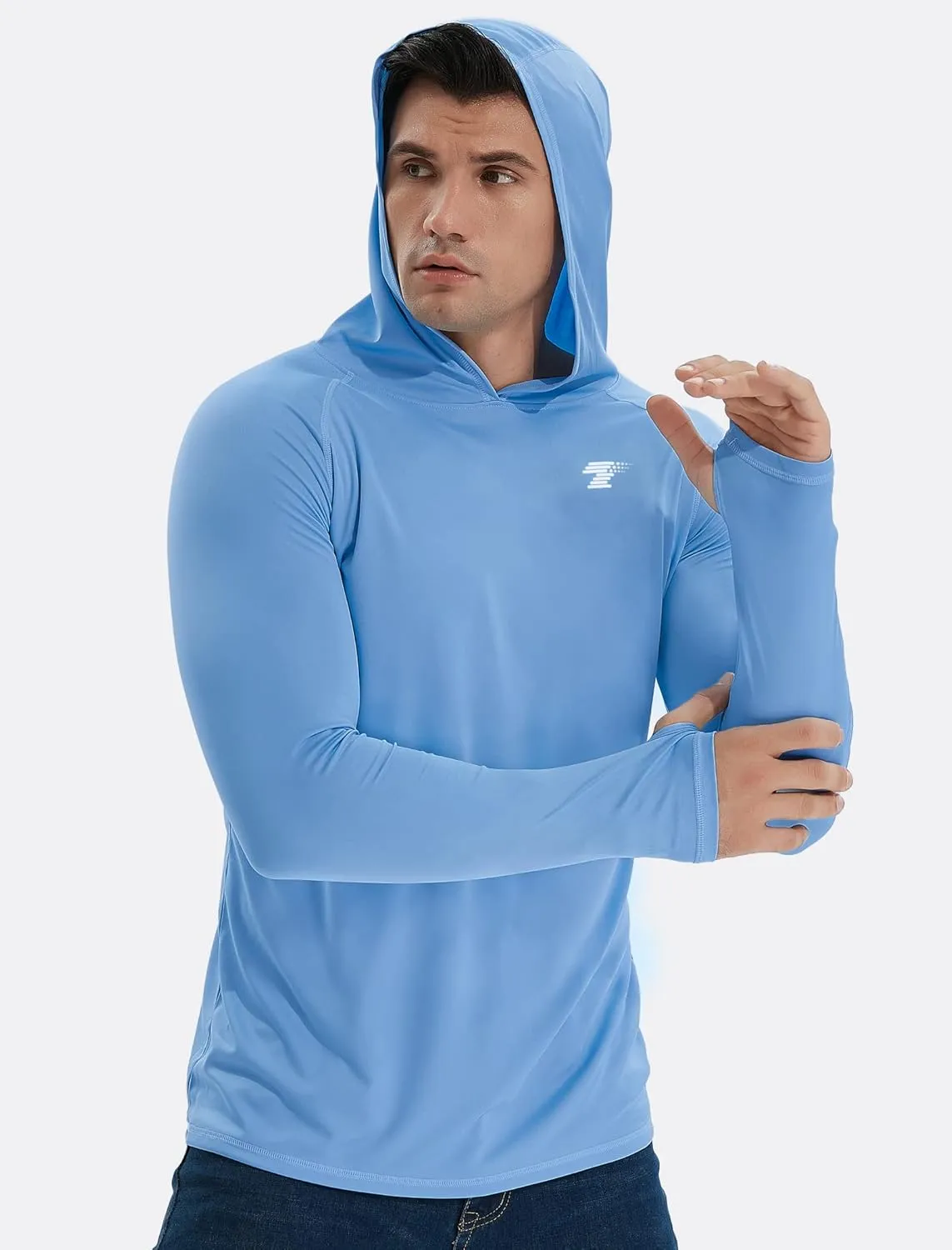 TELALEO 3/2 Pack Men's UPF 50  Sun Protection Lightweight Hoodie Performance Long Sleeve SPF UV Shirt for Fishing Running