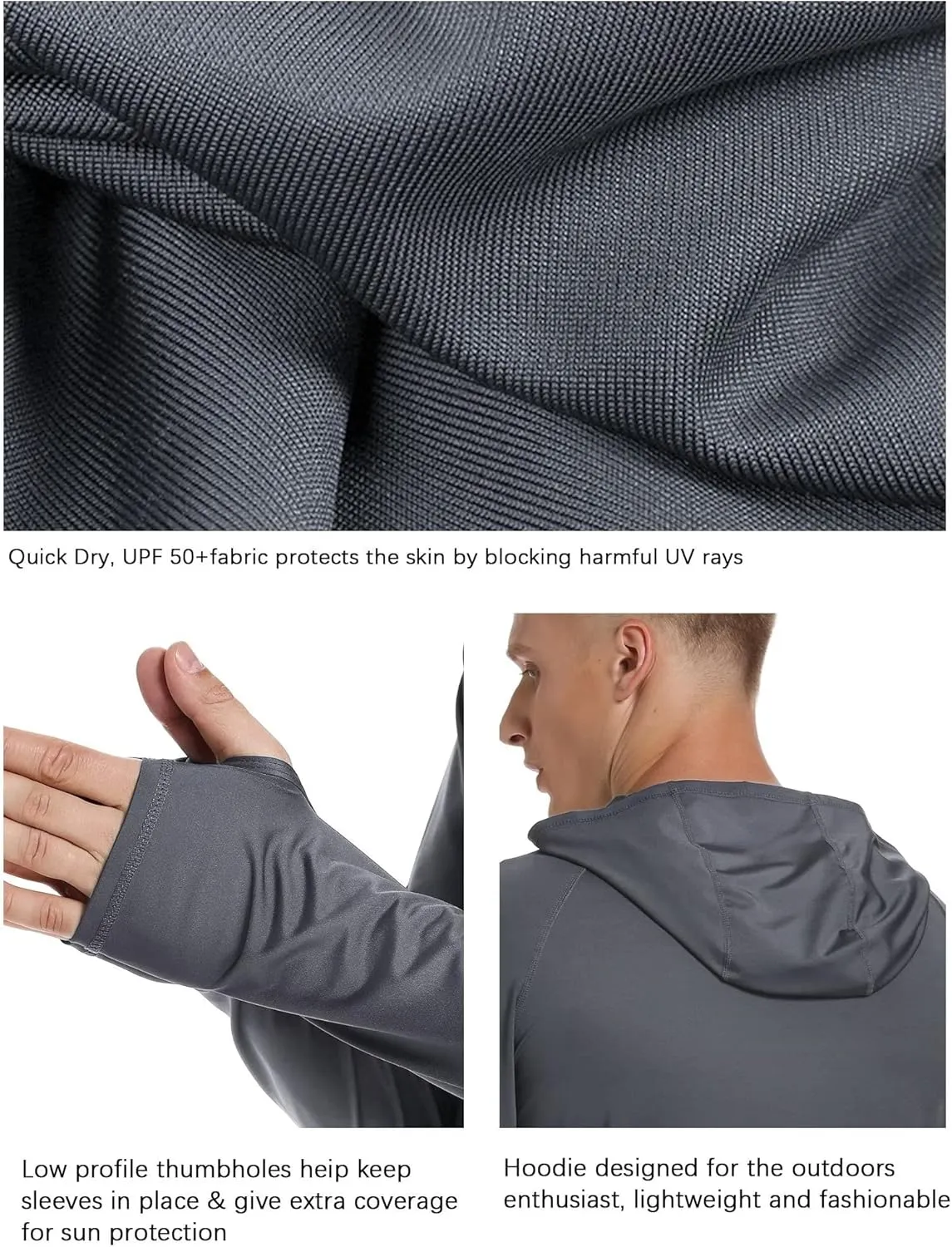TELALEO 3/2 Pack Men's UPF 50  Sun Protection Lightweight Hoodie Performance Long Sleeve SPF UV Shirt for Fishing Running